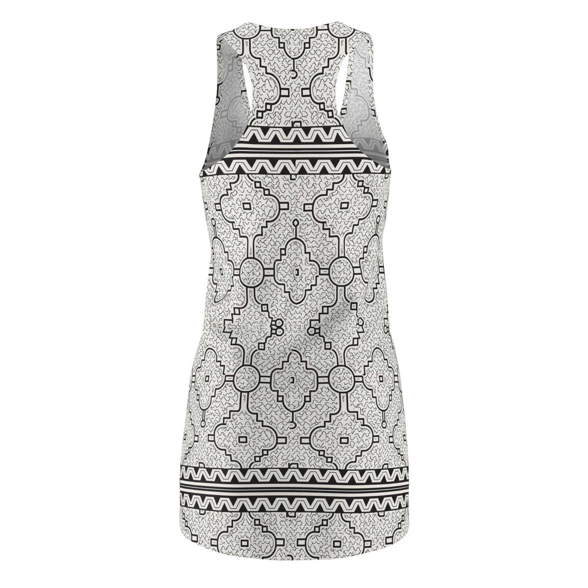 Kené Designs of the Shipibo-Konibo Community: Description, Meaning, and Mythical-Ancestral - ContextRacerback Dress — Monochrome Moroccan Tile All-Over Print