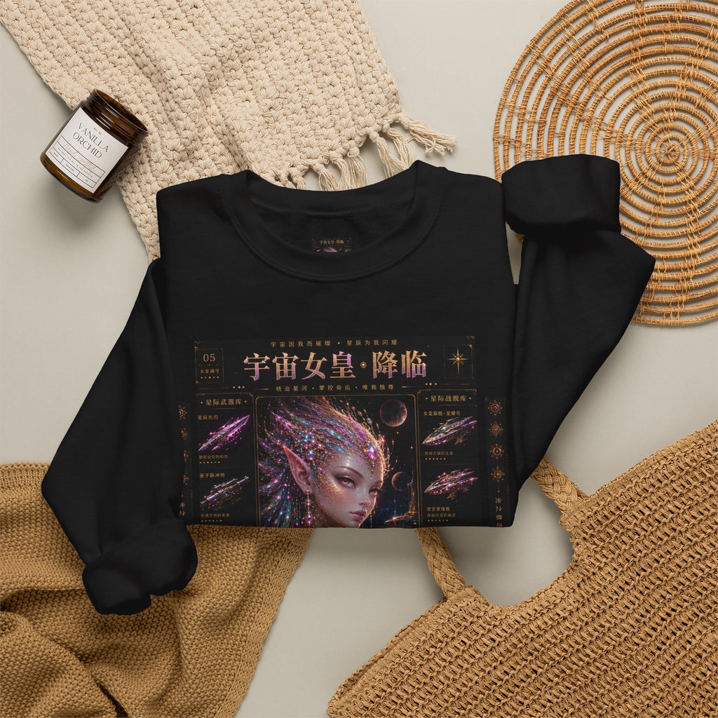 Alien Queen Crewneck Sweatshirt — Cosmic Goddess Graphic Sweatshirt