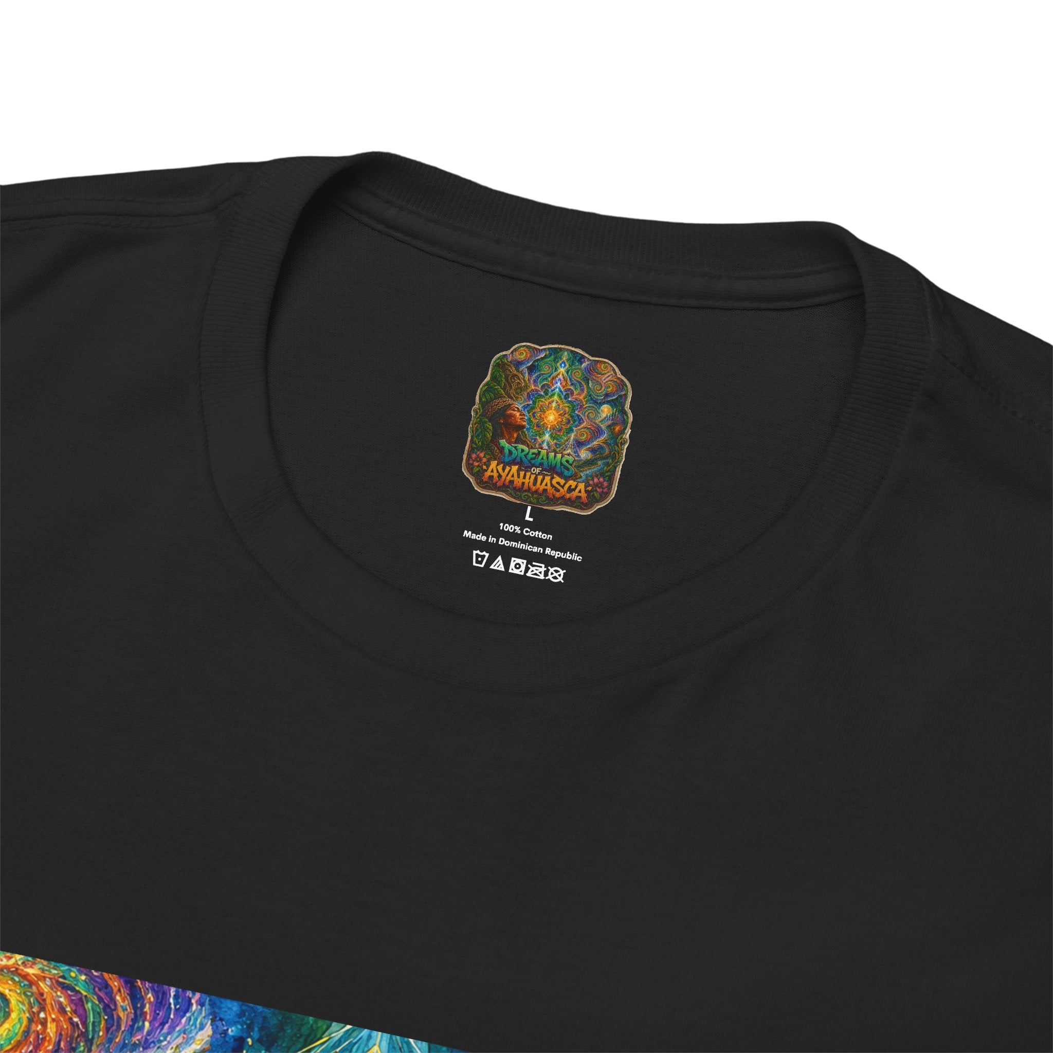 "See the world not with eyes, but with the soul." Ayahuasca  T-Shirt — Mystic Mandala & Shamanic Portrait Graphic