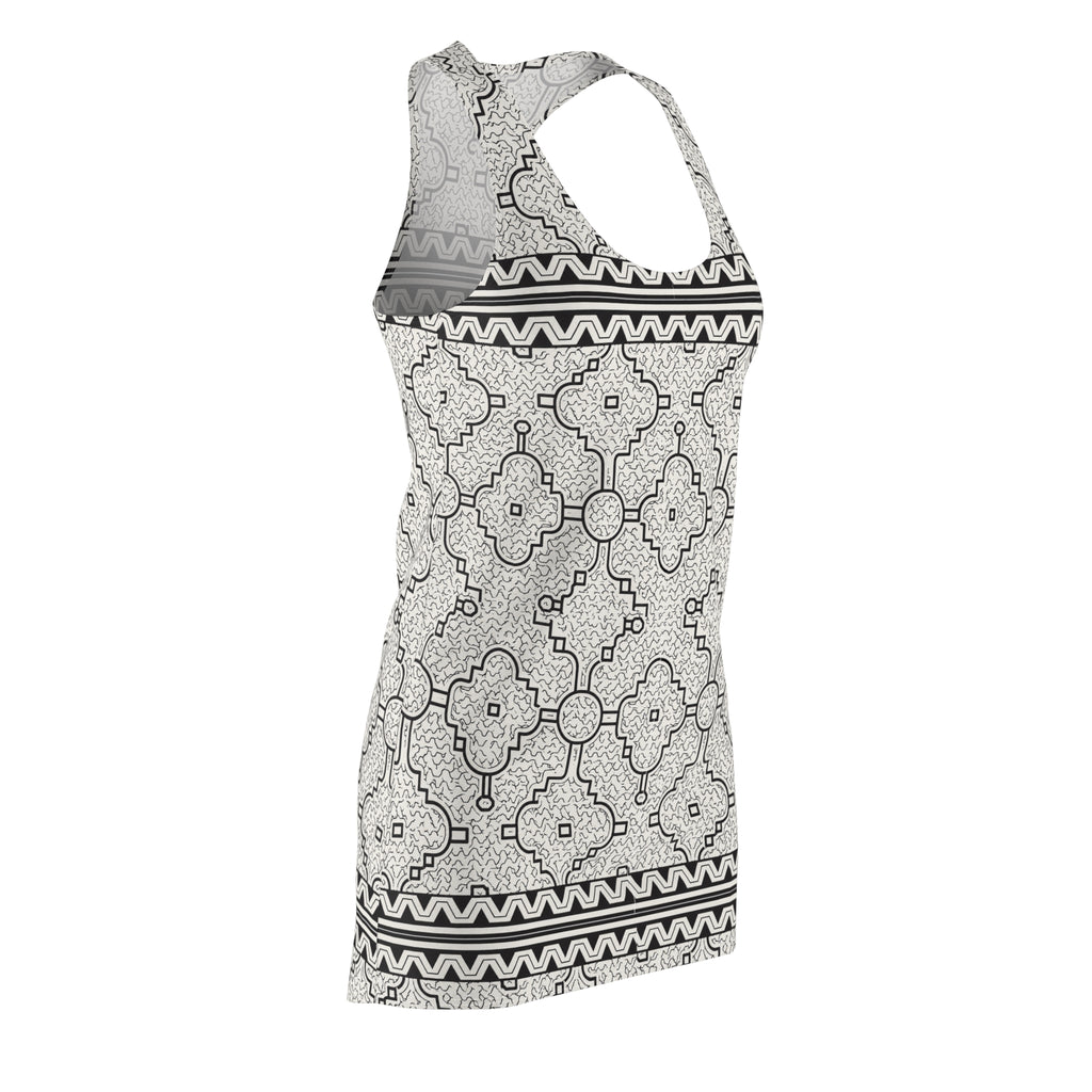 Kené Designs of the Shipibo-Konibo Community: Description, Meaning, and Mythical-Ancestral - ContextRacerback Dress — Monochrome Moroccan Tile All-Over Print