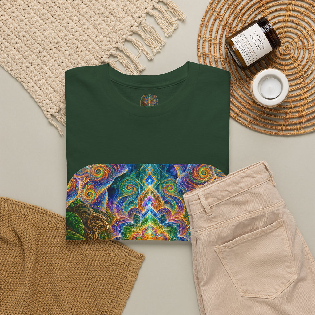 "See the world not with eyes, but with the soul." Ayahuasca  T-Shirt — Mystic Mandala & Shamanic Portrait Graphic
