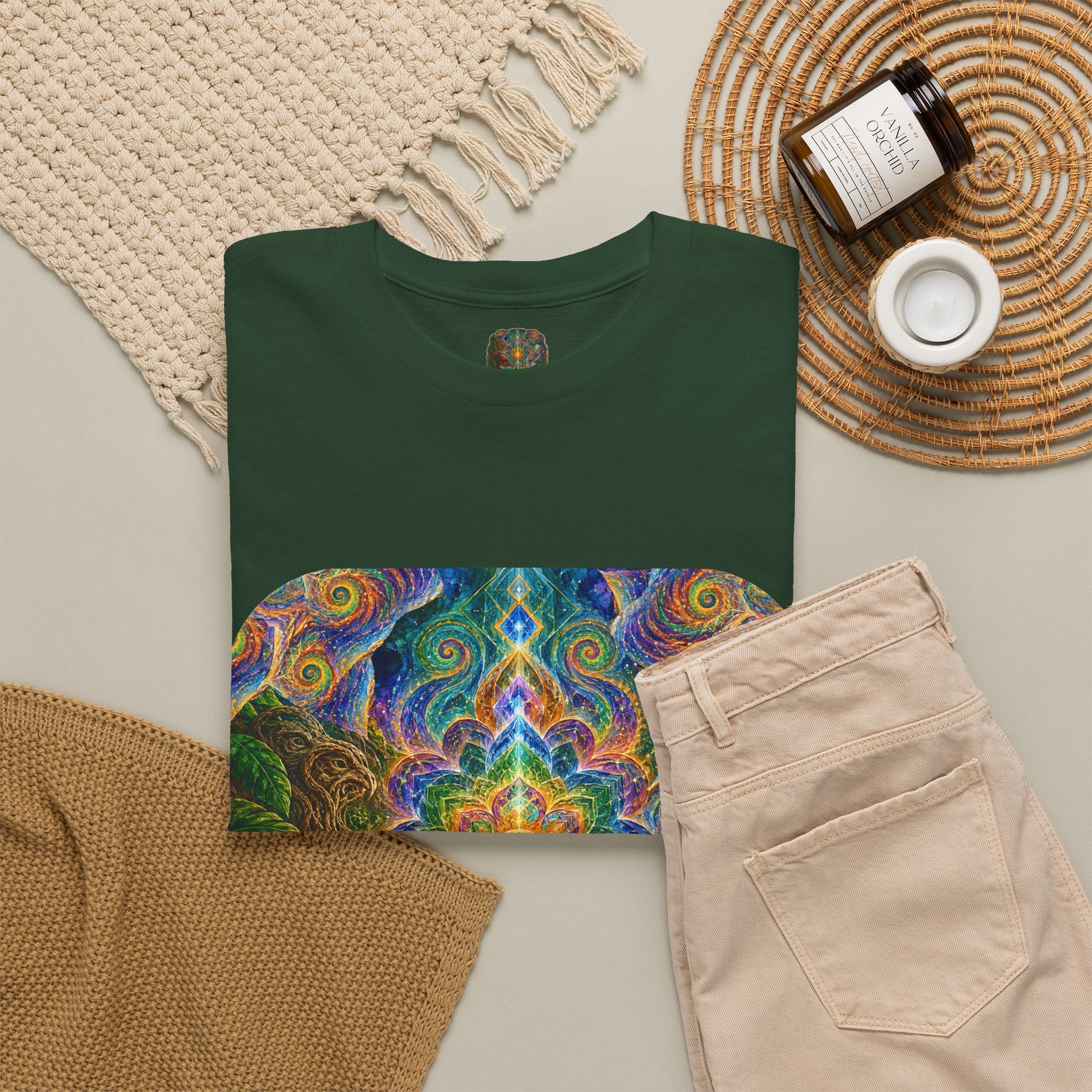 "See the world not with eyes, but with the soul." Ayahuasca  T-Shirt — Mystic Mandala & Shamanic Portrait Graphic