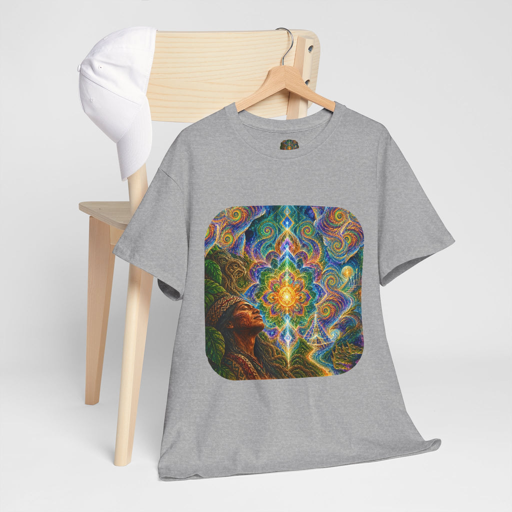 "See the world not with eyes, but with the soul." Ayahuasca  T-Shirt — Mystic Mandala & Shamanic Portrait Graphic