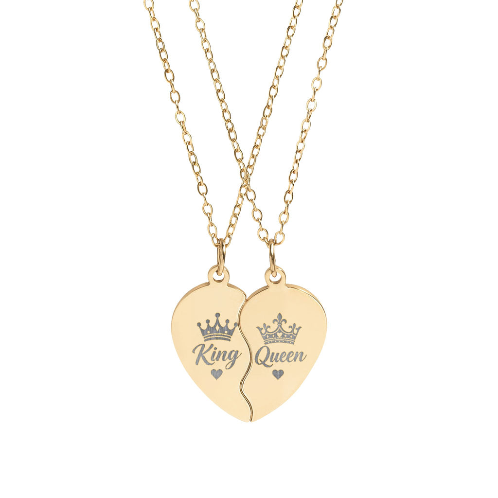 Break-Apart Heart Necklace Set — Engraved Split Heart Pendant for Best Friends & Couples
