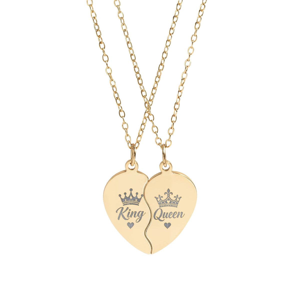 Break-Apart Heart Necklace Set — Engraved Split Heart Pendant for Best Friends & Couples
