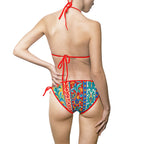 Colorful Boho Tile Print Bikini — Women's Tie-Side Swimsuit
