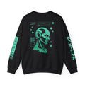 Cyberpunk Android Crewneck Sweatshirt — Neon Green Robotic Head Design