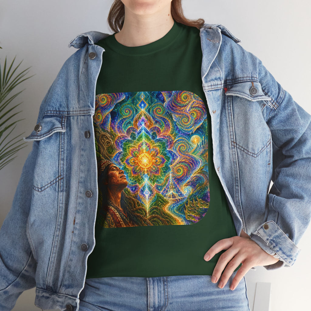 "See the world not with eyes, but with the soul." Ayahuasca  T-Shirt — Mystic Mandala & Shamanic Portrait Graphic