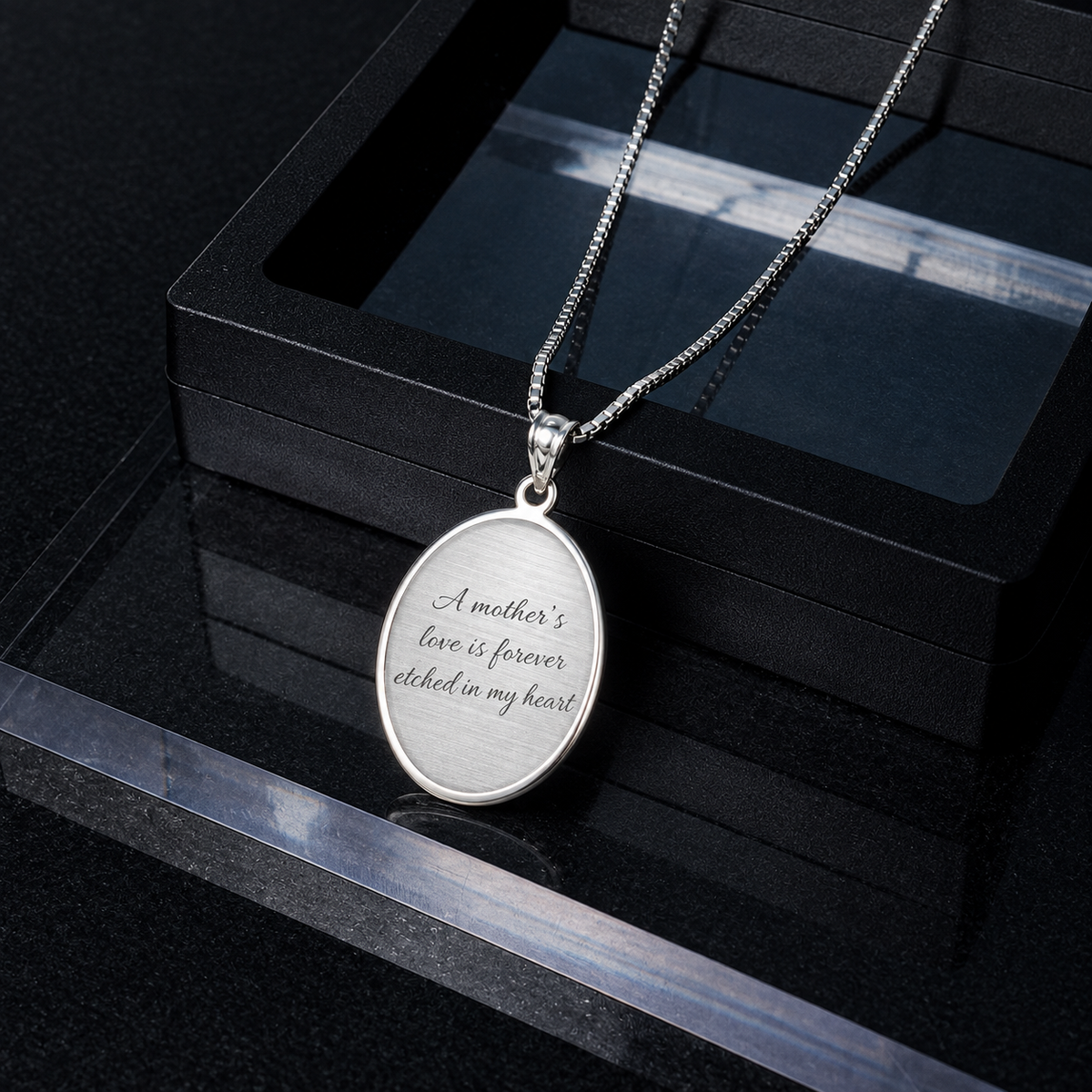 Personalized Oval Name Pendant Necklace — Custom Engraved "Charlotte"