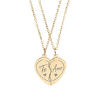 Break-Apart Heart Necklace Set — Engraved Split Heart Pendant for Best Friends & Couples