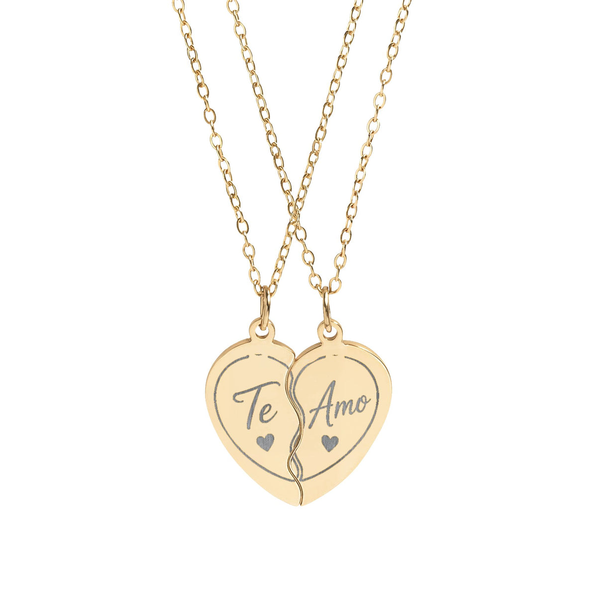 Break-Apart Heart Necklace Set — Engraved Split Heart Pendant for Best Friends & Couples