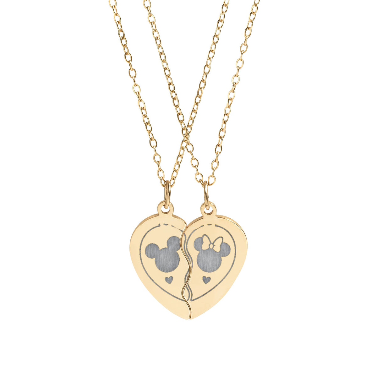 Break-Apart Heart Necklace Set — Engraved Split Heart Pendant for Best Friends & Couples
