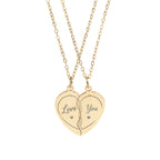Break-Apart Heart Necklace Set — Engraved Split Heart Pendant for Best Friends & Couples