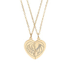 Break-Apart Heart Necklace Set — Engraved Split Heart Pendant for Best Friends & Couples