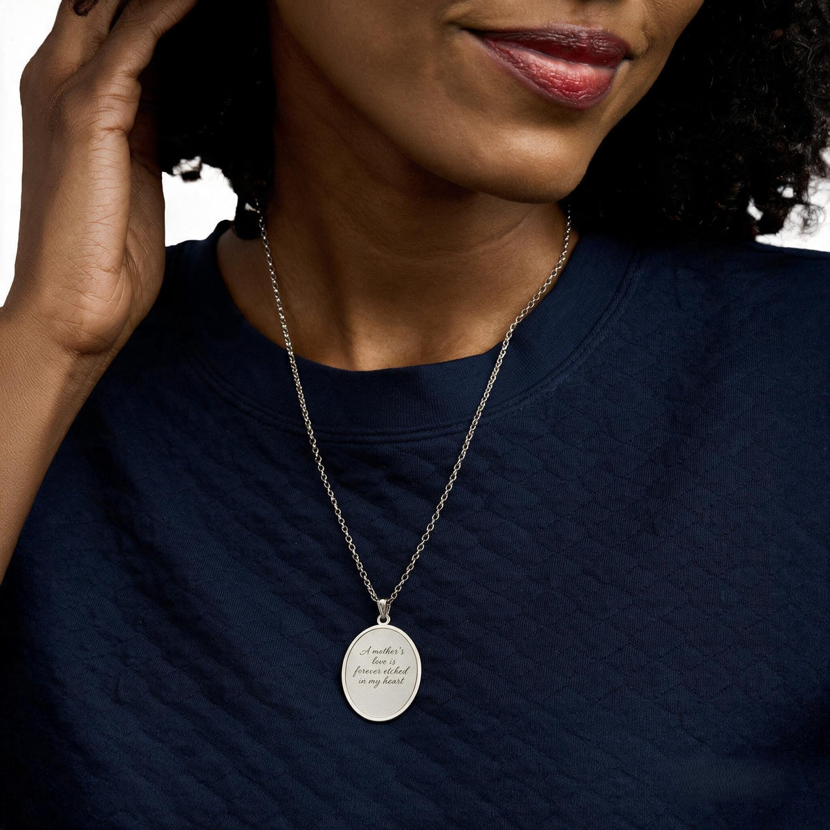 Personalized Oval Name Pendant Necklace — Custom Engraved "Charlotte"