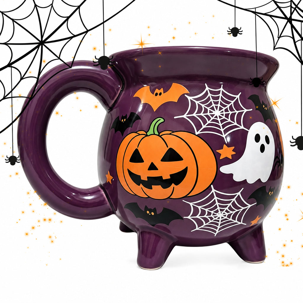 Cauldron Mug Halloween Ceramic Cup Witch Pumpkin Ghost Print Microwave Dishwasher Safe Water Tea Coffee Drinkware Fantasy Gift