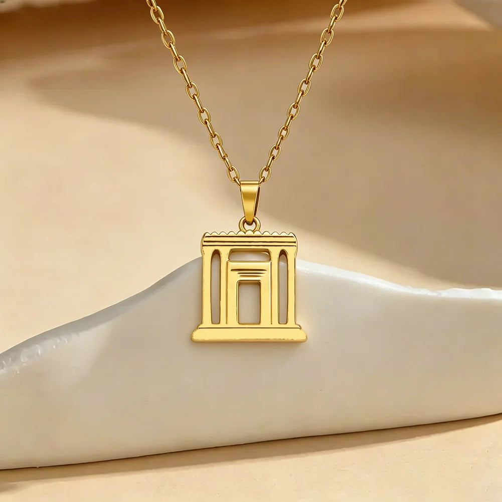 Jerusalem Holy Second Temple Pendant Necklace for Women Men Beit Hamikdash Jewish Temple Religious Art Judaica Jewelry Gifts