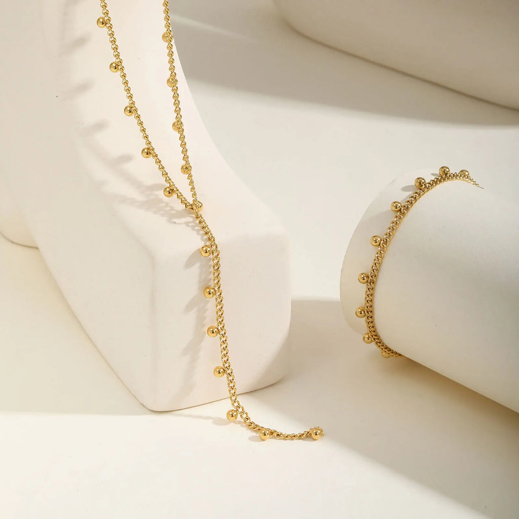 Prjewel Simple Beads Y-Shaped Tassel Necklace For Women Gold Color Frame Chain Necklaces Fashion Stainless Steel Jewelry New