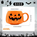 1pc 400ml Halloween Pumpkin Mug Decor Halloween Pattern Mug Ceramic Cute Pumpkin Coffee Cup Birthday Tabletop Drinkware Gifts