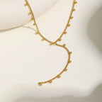 Prjewel Simple Beads Y-Shaped Tassel Necklace For Women Gold Color Frame Chain Necklaces Fashion Stainless Steel Jewelry New