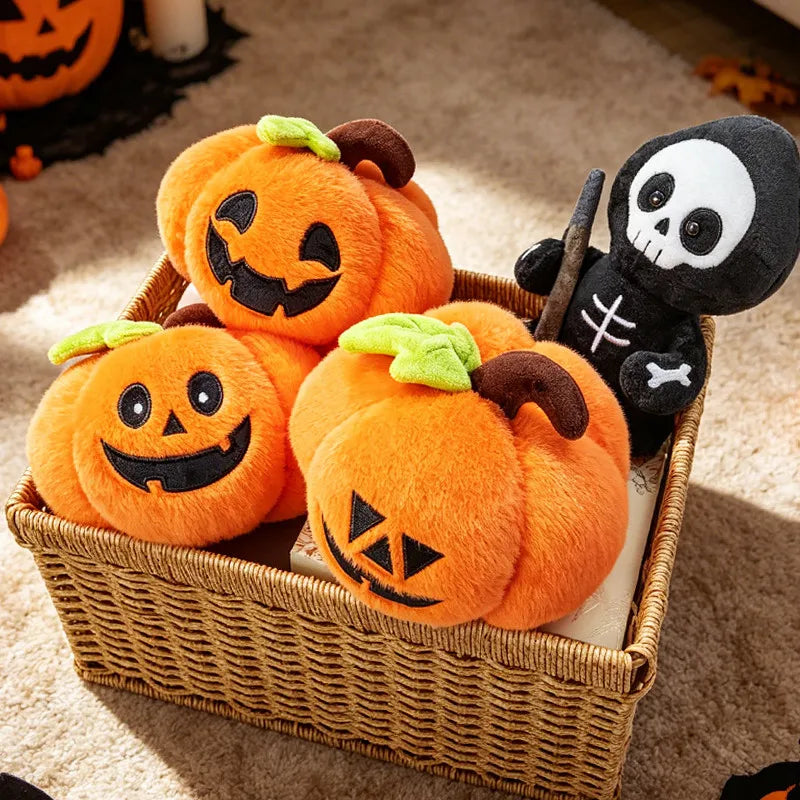 Halloween Plush Toy Soft Stuffed Ghost Bat Pumpkin Grim Reaper Dolls Cute Plushies for Kids Halloween Party Favors & Home Decor