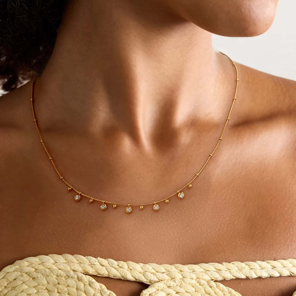 Yori Exquisite Stainless Steel Drop Necklace for Women 18K PVD Gold Plated Waterproof Hypoallergenic Jewelry Bijoux Gift