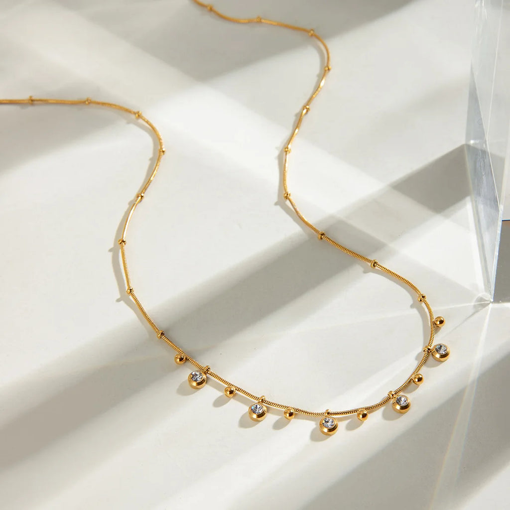 Yori Exquisite Stainless Steel Drop Necklace for Women 18K PVD Gold Plated Waterproof Hypoallergenic Jewelry Bijoux Gift