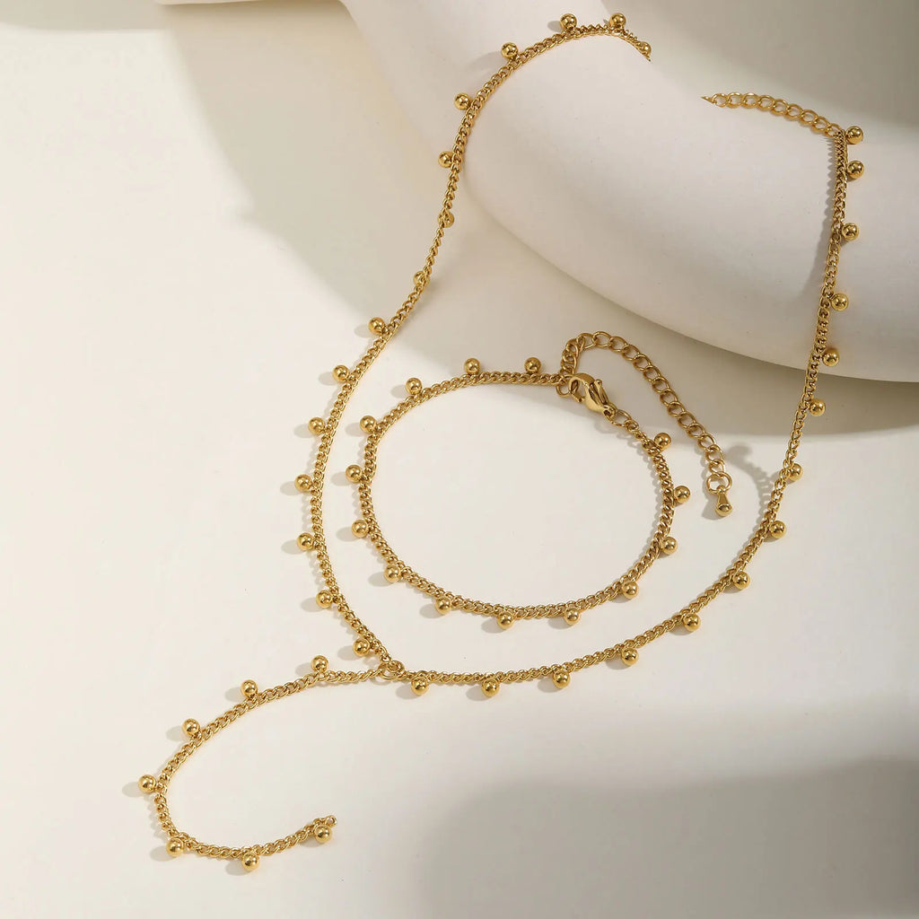 Prjewel Simple Beads Y-Shaped Tassel Necklace For Women Gold Color Frame Chain Necklaces Fashion Stainless Steel Jewelry New