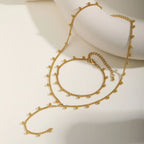 Prjewel Simple Beads Y-Shaped Tassel Necklace For Women Gold Color Frame Chain Necklaces Fashion Stainless Steel Jewelry New