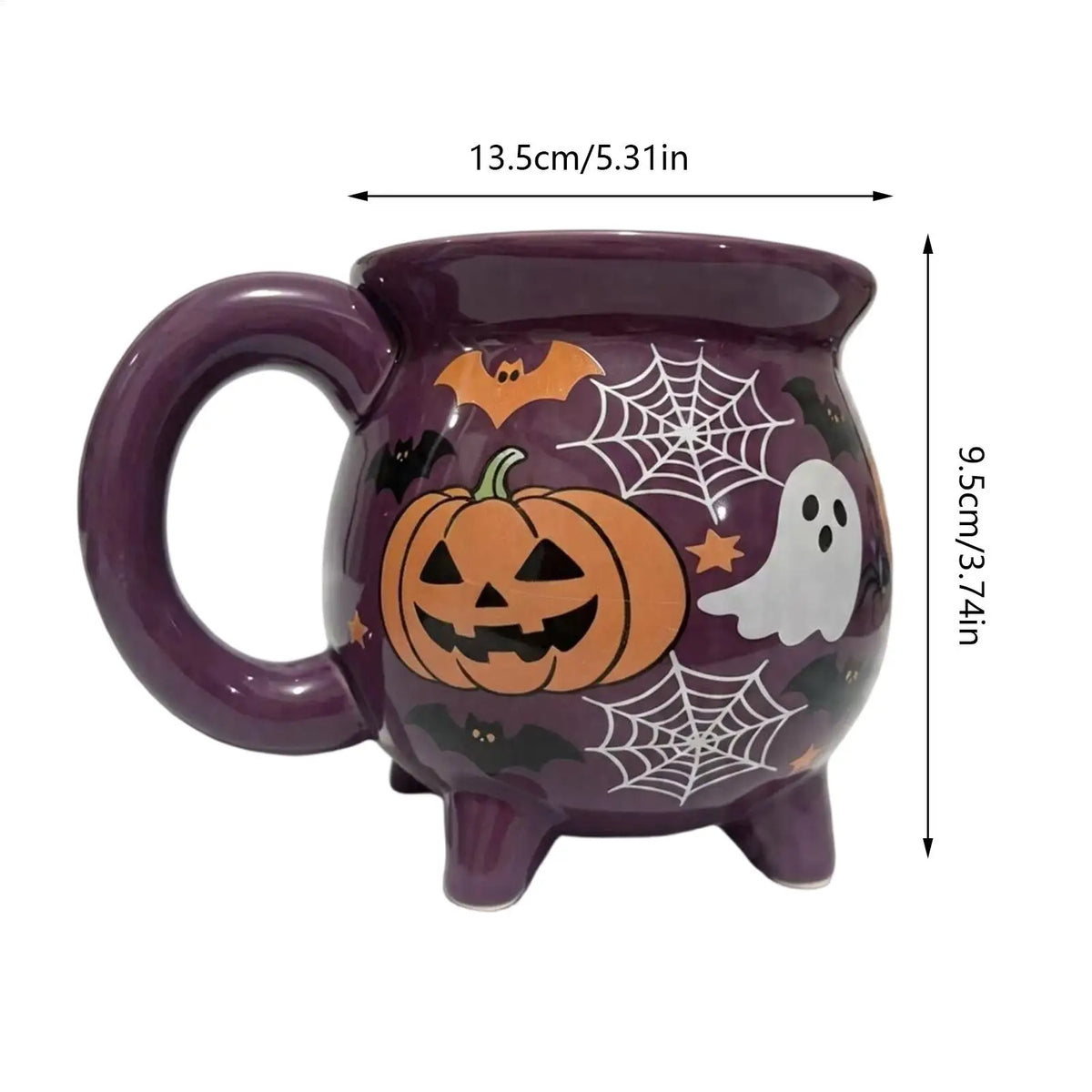 Cauldron Mug Halloween Ceramic Cup Witch Pumpkin Ghost Print Microwave Dishwasher Safe Water Tea Coffee Drinkware Fantasy Gift