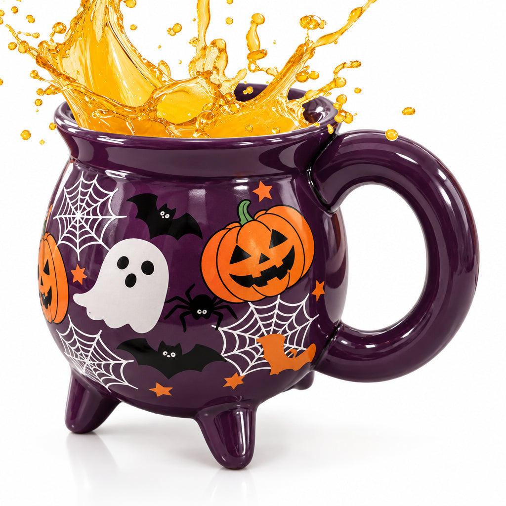 Cauldron Mug Halloween Ceramic Cup Witch Pumpkin Ghost Print Microwave Dishwasher Safe Water Tea Coffee Drinkware Fantasy Gift