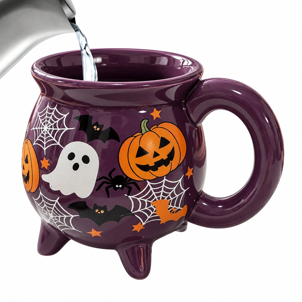 Cauldron Mug Halloween Ceramic Cup Witch Pumpkin Ghost Print Microwave Dishwasher Safe Water Tea Coffee Drinkware Fantasy Gift