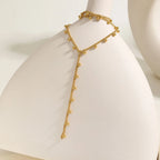 Prjewel Simple Beads Y-Shaped Tassel Necklace For Women Gold Color Frame Chain Necklaces Fashion Stainless Steel Jewelry New