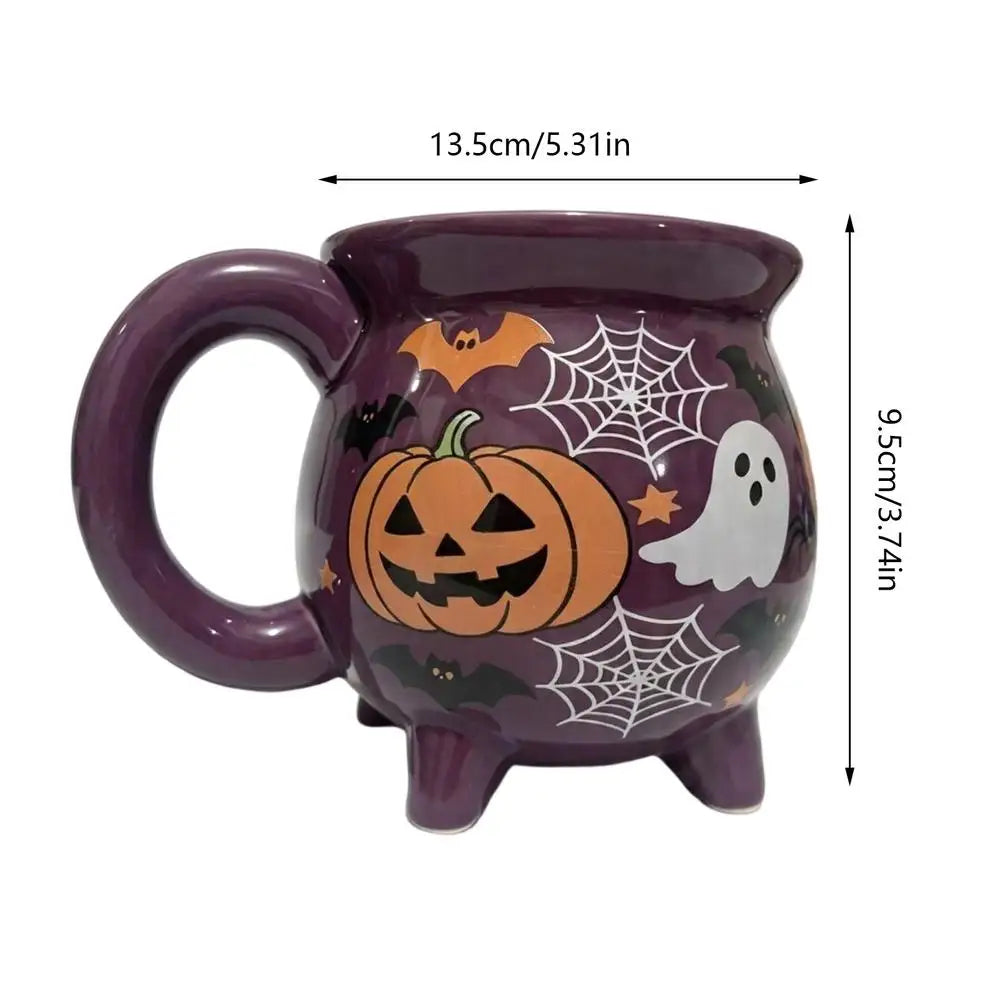 Cauldron Mug Halloween Ceramic Cup Witch Pumpkin Ghost Print Microwave Dishwasher Safe Water Tea Coffee Drinkware Fantasy Gift