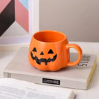 1pc 400ml Halloween Pumpkin Mug Decor Halloween Pattern Mug Ceramic Cute Pumpkin Coffee Cup Birthday Tabletop Drinkware Gifts