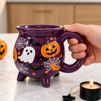 Cauldron Mug Halloween Ceramic Cup Witch Pumpkin Ghost Print Microwave Dishwasher Safe Water Tea Coffee Drinkware Fantasy Gift
