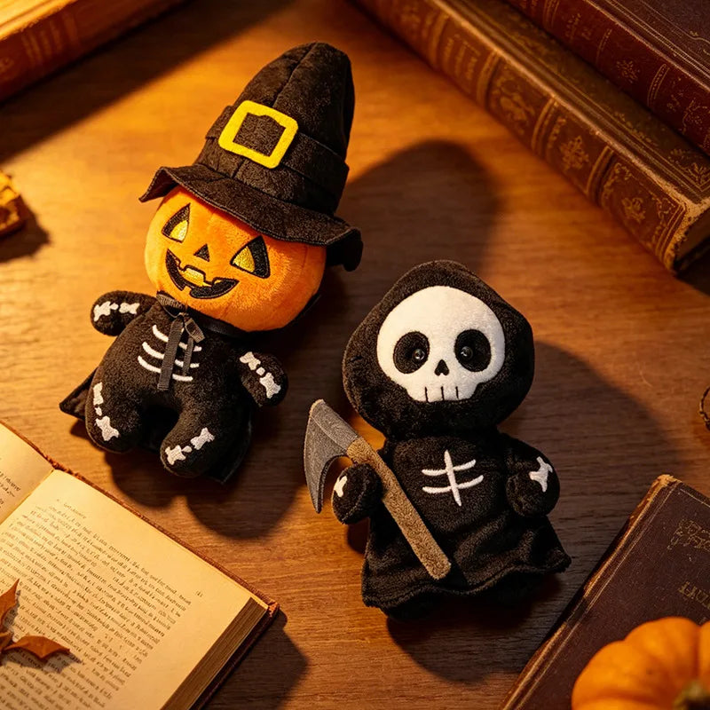 Halloween Plush Toy Soft Stuffed Ghost Bat Pumpkin Grim Reaper Dolls Cute Plushies for Kids Halloween Party Favors & Home Decor