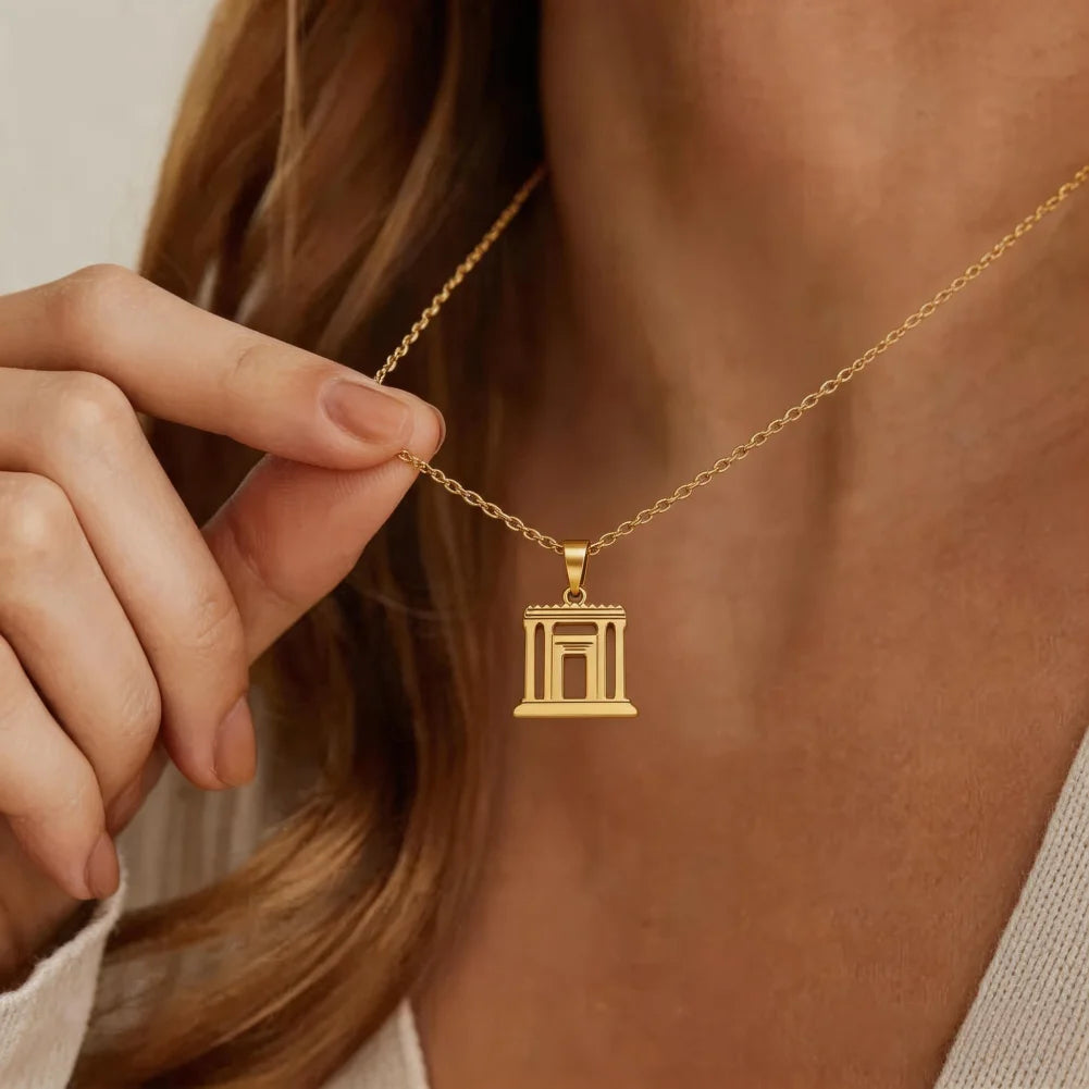 Jerusalem Holy Second Temple Pendant Necklace for Women Men Beit Hamikdash Jewish Temple Religious Art Judaica Jewelry Gifts