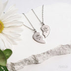 Break-Apart Heart Necklace Set — Engraved Split Heart Pendant for Best Friends & Couples