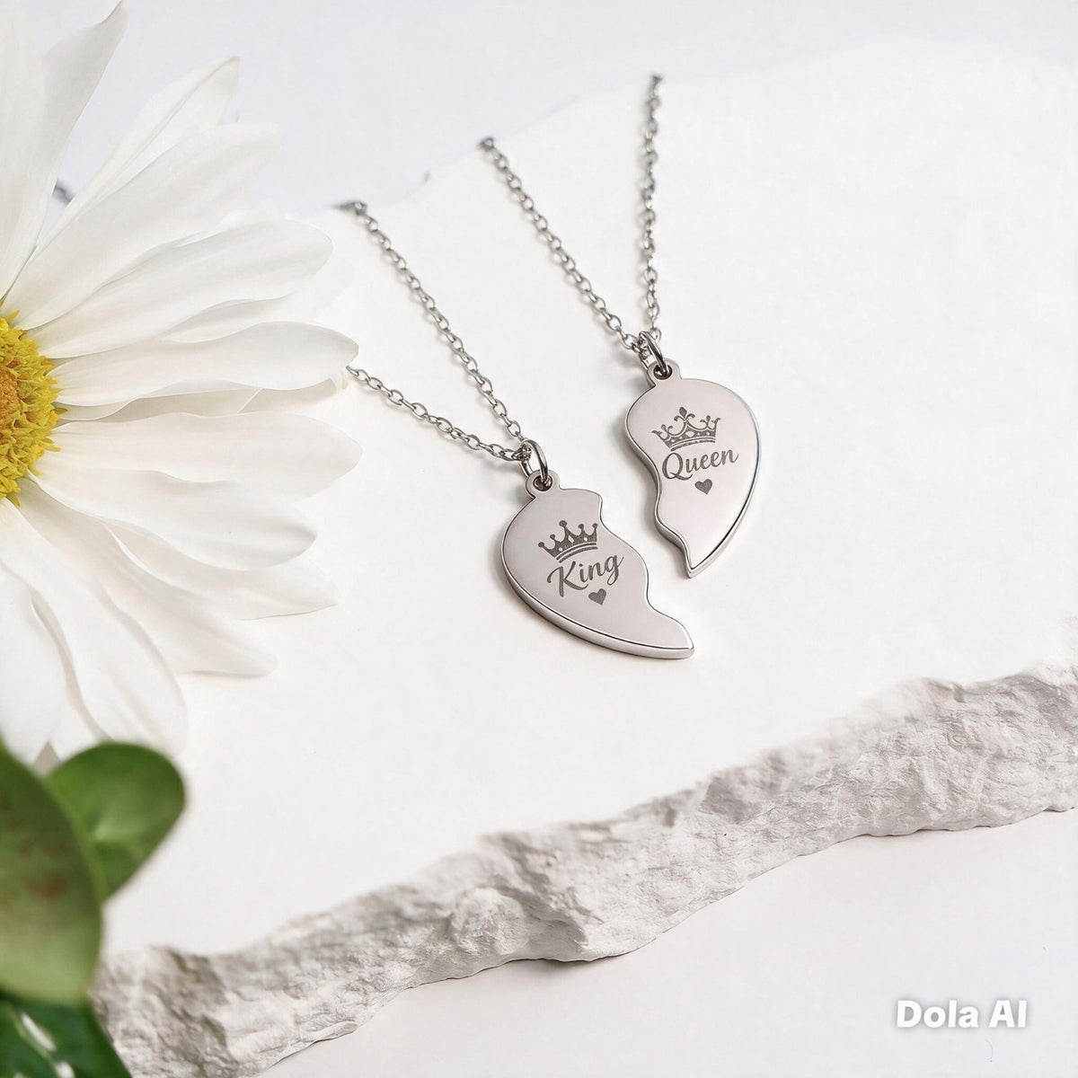Break-Apart Heart Necklace Set — Engraved Split Heart Pendant for Best Friends & Couples